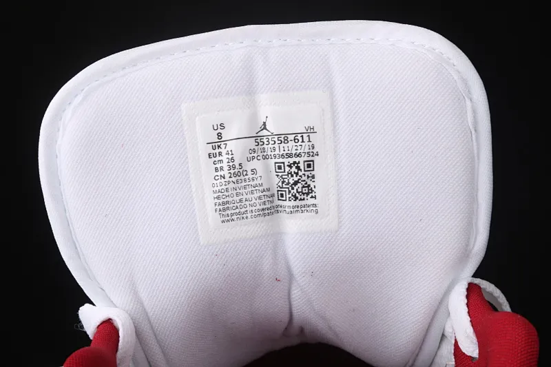 All categories Air Jordan Jordan series basketball shoes Air Jordan 1 Low New version Air Jordan 1 Low AJ1 Joe 1 low top leather white and red cultural and leisure sports sneakers 558553-611